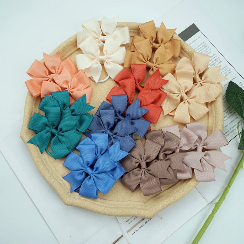 CellElection 40Pcs Baby Girls 3'' Boutique Grosgrain Ribbon Hair Bows Elastic Hair Ties Ponytail Holder Hair Bands in Pairs for Girls Toddlers Kids Children Teens - Image 5